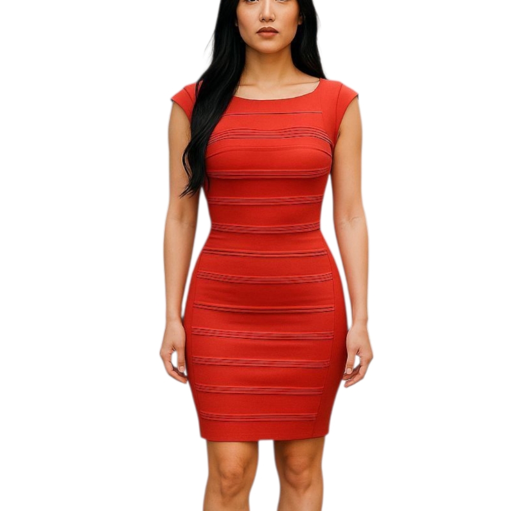 Julia Jordan Vibrant Orange Dress Sz 2 P2P L 35 STRETCHY Condition 9/10